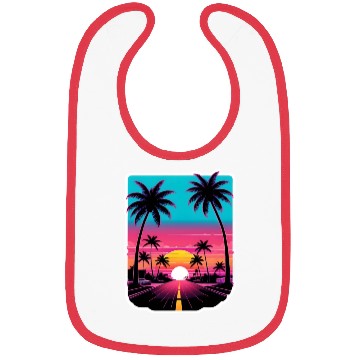 Discover Lonely Road to Miami Sunset Vaporwave 80s Bibs