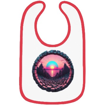 Discover Synthwave Rocky landscape with Setting Sun Bibs