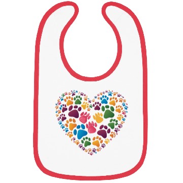 Discover Colorful Cat Paw Prints Forming a Heart Shape Bibs