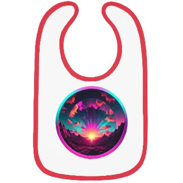 Discover Synthwave Colorful Cosmos Design inside Circle Bibs