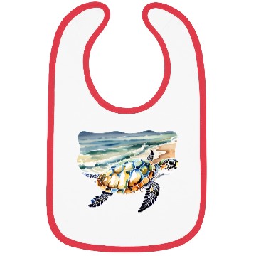 Discover Sea Turtle at the Beach in Watercolor Bibs