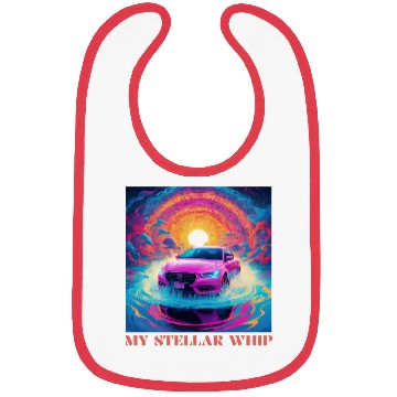 Discover Synthwave Art Futuristic Car Bibs