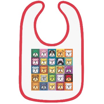 Discover Bulldog Patchwork: Vivid Canine Quilt Bibs