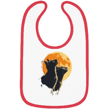 Discover Charming Cat Duo with Moon for a Cat Lover Bibs