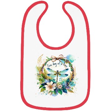 Discover One day at a time dragonfly floral Bibs