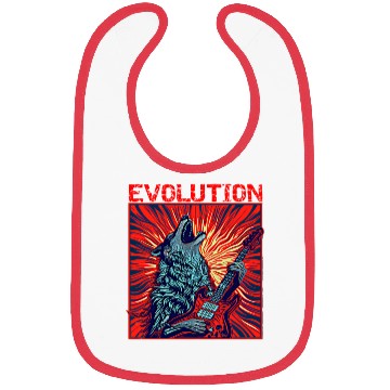 Discover Wolf Playing Guitar Rockstar Red Guitar Bibs
