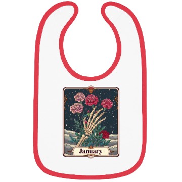 Discover January Gothic Tarot Card - Carnation Flower & Ske Bibs