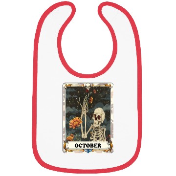 Discover October Gothic Tarot Card - Marigold Flower & Skel Bibs