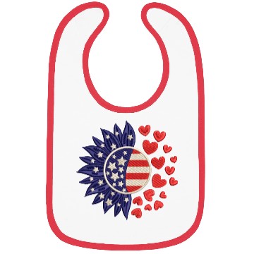 Discover American Sunflower Hearts Embrodery Effect Bibs