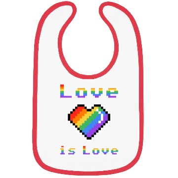 Discover Pixel heart Love is Love rainbow colored Bibs