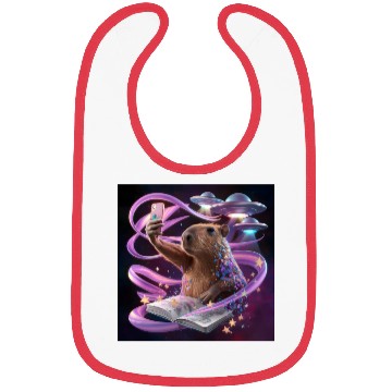 Discover Funny Graphic Bibs Capybara Selfie with UFOs Weird