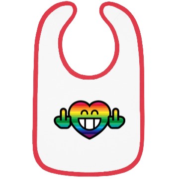 Discover Emoticon Grin Rainbow Heart with Stinkfingers Bibs