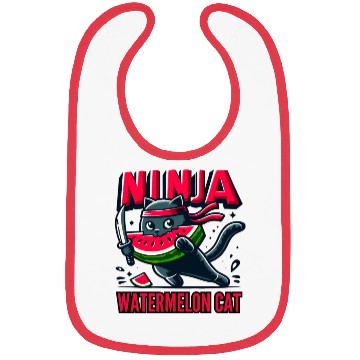 Discover Ninja Cat Watermelon Swordplay Bibs