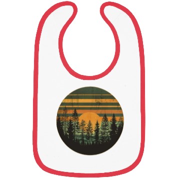 Discover Sunset Forest Nature Outdoors Retro 80s Vibe 4 Bibs