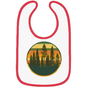 Discover Sunset Forest Nature Outdoors Retro 80s Vibe 2 Bibs