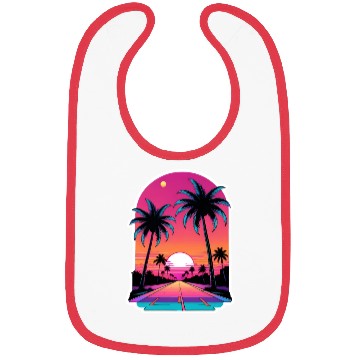 Discover Miami Road into the Sunset 80s Synthwave Retro Bibs