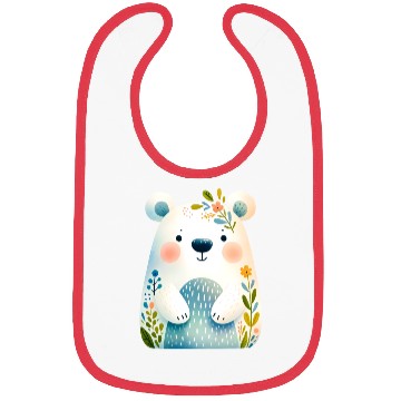 Discover White bear cub with flowers Bibs