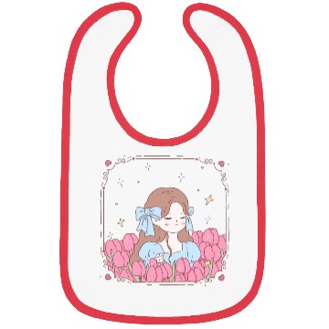 Discover girl and tulips Bibs