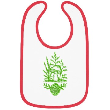 Discover Mushroom and Pine Cone Design Green Bibs