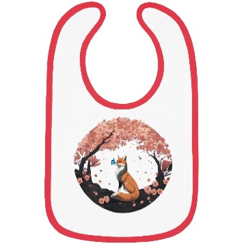 Discover Cherry Blossom Fox Mythical Kitsune with Butterfly Bibs