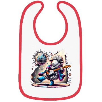 Discover Disco Ball Guitar Sheep Bibs