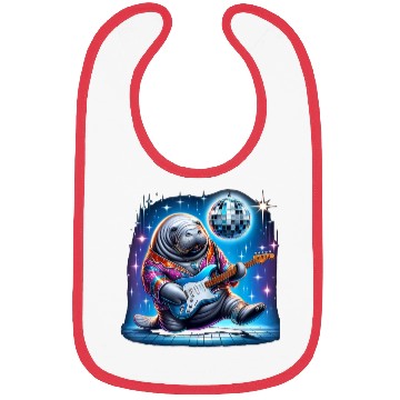Discover Disco Ball Guitar Manatee Bibs