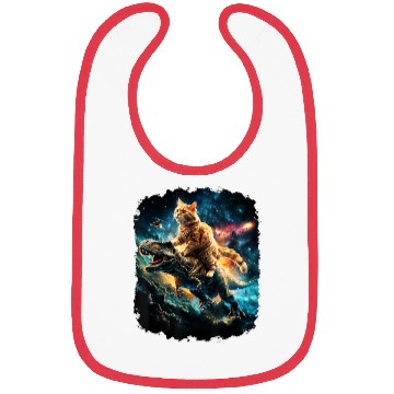 Discover Cat Riding Dinosaur Rex Bibs