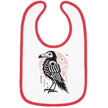 Discover The Bone Raven japanese mystical bird Bibs
