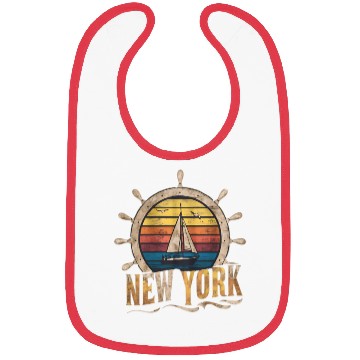 Discover New York Sailboat Vintage Throwback Bibs