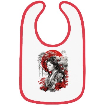 Discover Red White Black Asian Design Bibs