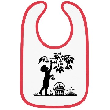 Discover charming garden silhouette boy picking cherries Bibs