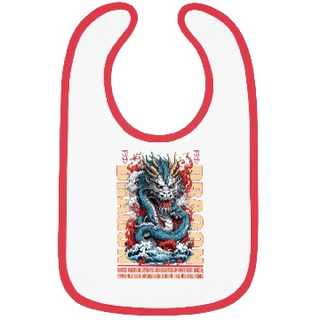 Discover Japanese dragon on waves Bibs
