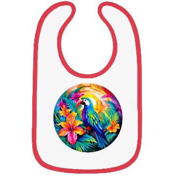 Discover circular-design-featuring-a-bustling-tropical Bibs