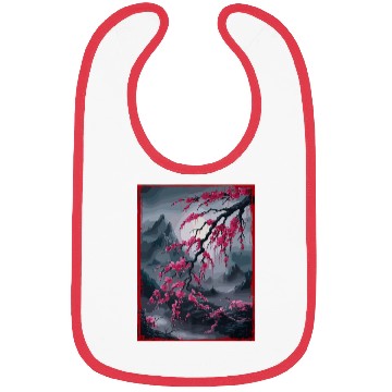 Discover Vintage Cherry Blossom Landscape Graphical Bibs