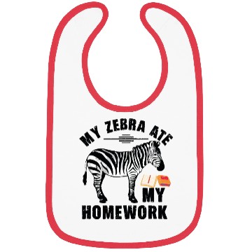 Discover Funny My zebra Ate My Homework Animal Book Lover Bibs