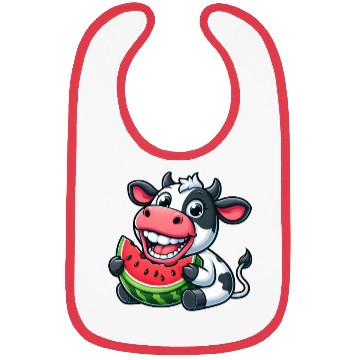 Discover Funny cow bull steer watermelon summer fruit Bibs