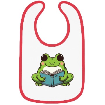 Discover cute book lover frog Bibs