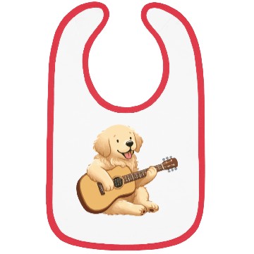Discover Golden Retriever playing guitar Bibs