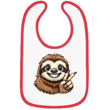 Discover Cute sloth showing teeth joy cartoon peace Bibs