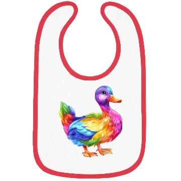 Discover Duck Rainbow Colorful Feathered Duck Illustration Bibs