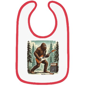 Discover Bigfoot Playing Guitar Sasquatch Men Boys Women Bibs