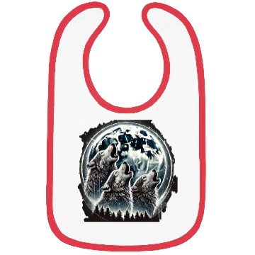 Discover Wolfs Moon Nature Cute forest graphic Bibs