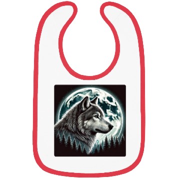 Discover Nature Moon Alpha Cute Wolf Moon nature Bibs