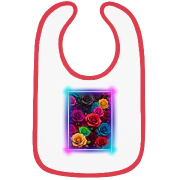 Discover Flower design surrounded by a neon frame Bibs