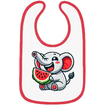 Discover Cute elephant watermelon summer fruit laugh Bibs