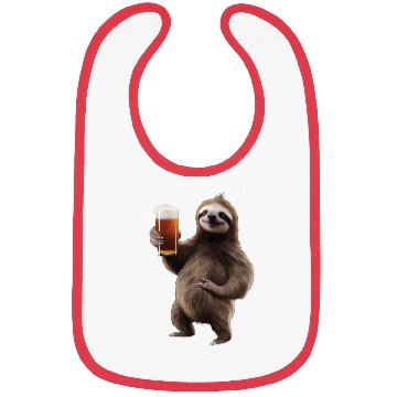 Discover Sloth Drinking Beer Realistic Bibs