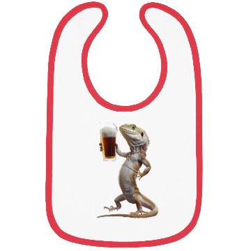 Discover Lizard Drinking Beer Realistic Bibs