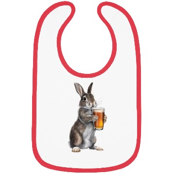 Discover Rabbit Drinking Beer Realistic Bibs