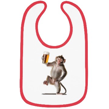 Discover Monkey Drinking Beer Realistic Bibs