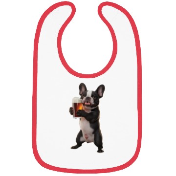 Discover Frenchie Drinking Beer Realistic Bibs